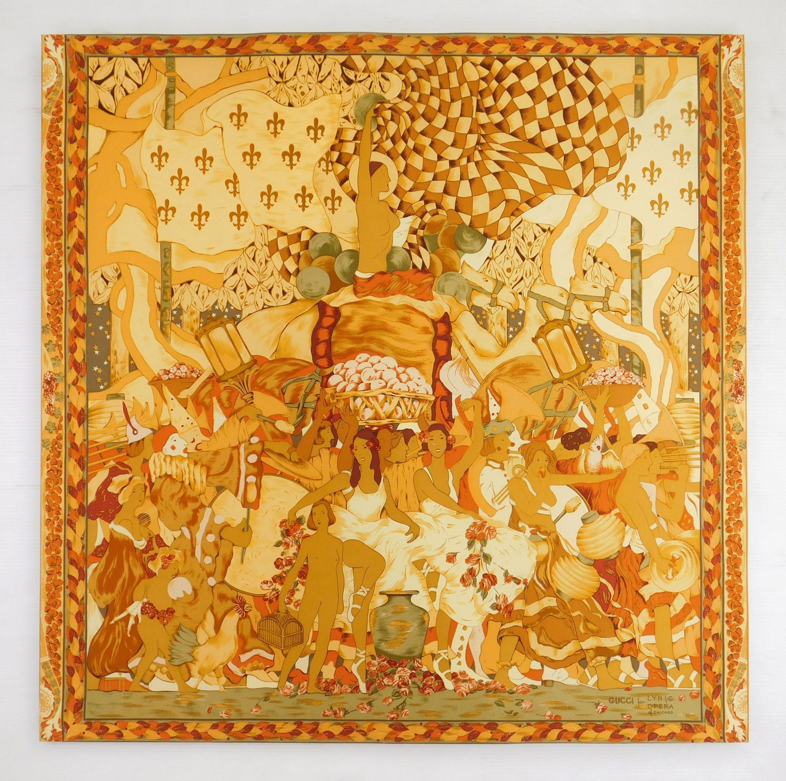 Gucci silk scarf: Gucci silk scarf- done for the Lyric Opera, Chicago. 34 x 34'' Condition: Very good condition