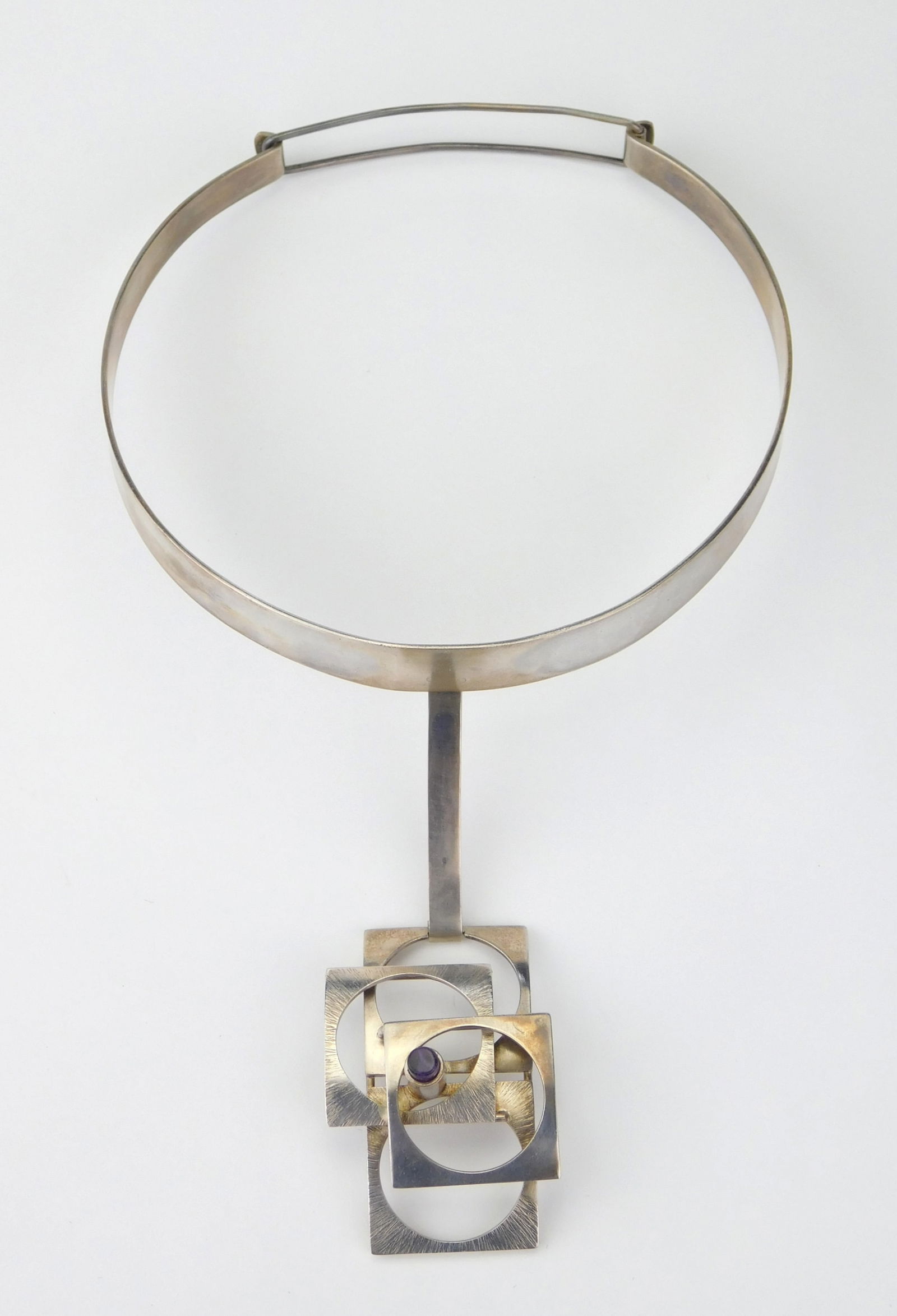 Sterling silver and amethyst jugendstil style necklace (1 of 6)