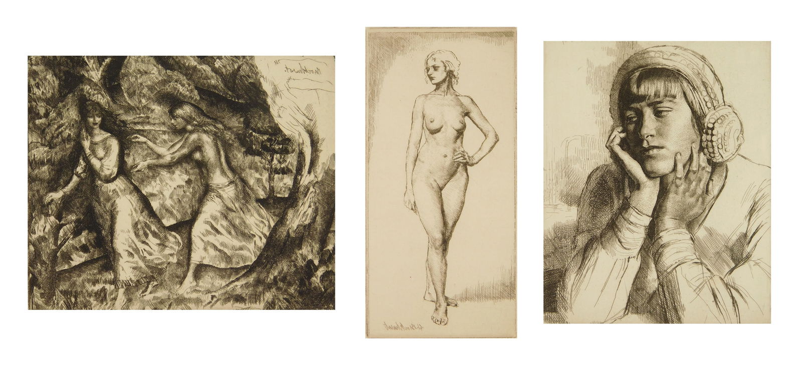 3 Gerald Brockhurst (British 1890-1978) etchings (1 of 10)