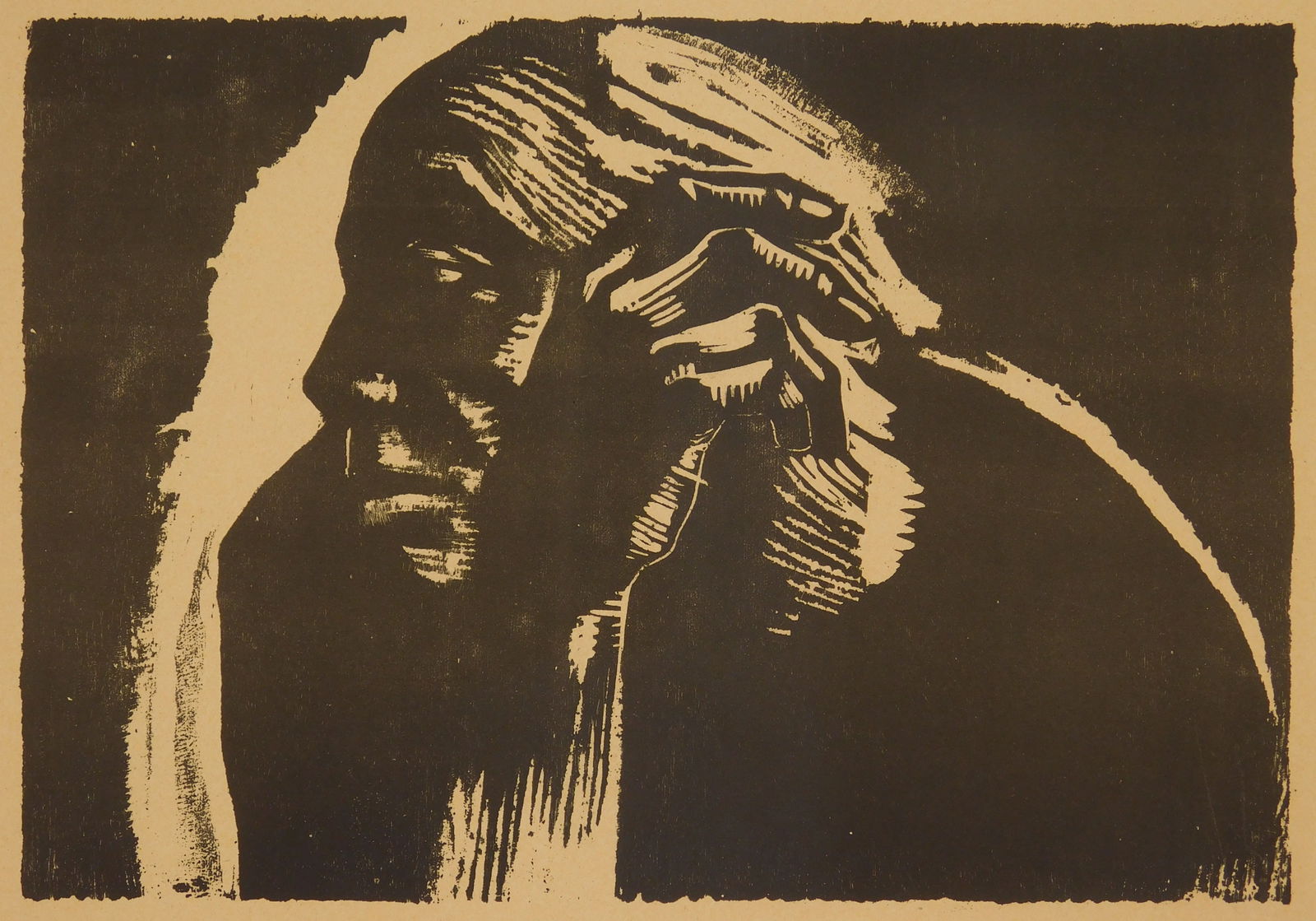 Kathe Kollwitz (German 1867-1945) woodcut: Selbstbildnis (Klipstein 202) woodcut 8 7/8 x 11 7/8" Provenance: Private collection- Denver, CO