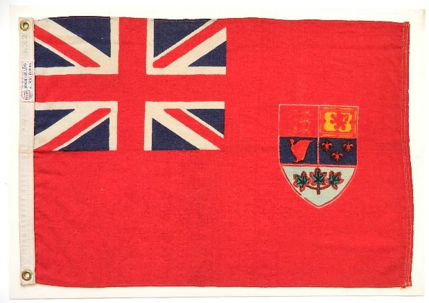 Canadian Red Ensign: Canadian Red Ensign, made of wool. 16 3/4 x 24 1/4''
