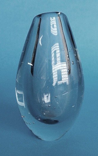Gunnel Nyman 'Pearl Necklace' vase: Gunnel Nyman 'Pearl Necklace' vase, ca. 1940's, ovoid with bubbles, made in Nuutajarvi Notsjo, marked Nuutajarvi on bottom. 7''h