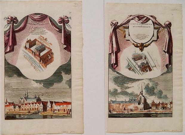 4 19th c. Continental hand-colored engravings: 4 19th c. Continental hand-colored engravings- 2 architectural and 2 N. De Poilly- ''St. Honore et D Dom''; ''Jardinere St. Germain''. 10 1/4 x 6 1/4'' and 8 1/2 x 13''