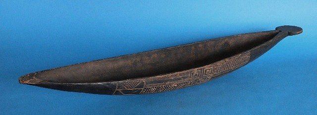 Late 19th / Early 20th c. African model of canoe: Late 19th / Early 20th c. African Sierra Leone model of canoe, worn. 36 1/2''l