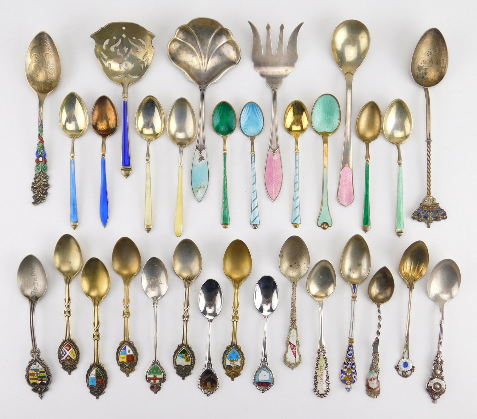 30 Sterling silver souvenir and enameled spoons (1 of 5)