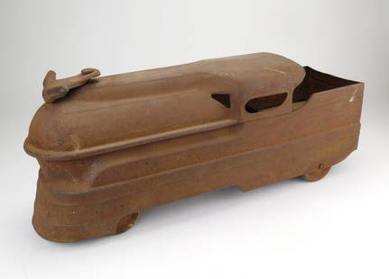 after Viktor Schreckengost (American 1906-2008) child's train: Steelcraft Toy Train child's metal toy train, 1939, designed by Schreckengost for the Murray Ohio Manufacturing Company. 9 x 6 1/4 x 23" Provenance: Private collectio