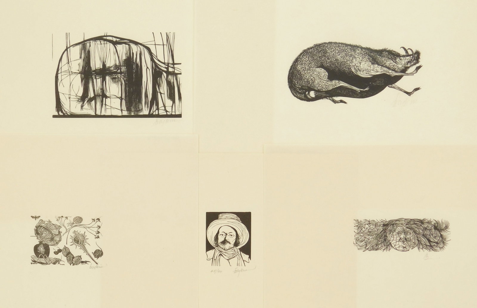 5 Leonard Baskin (American, 1912-2000) wood engravings (1 of 12)