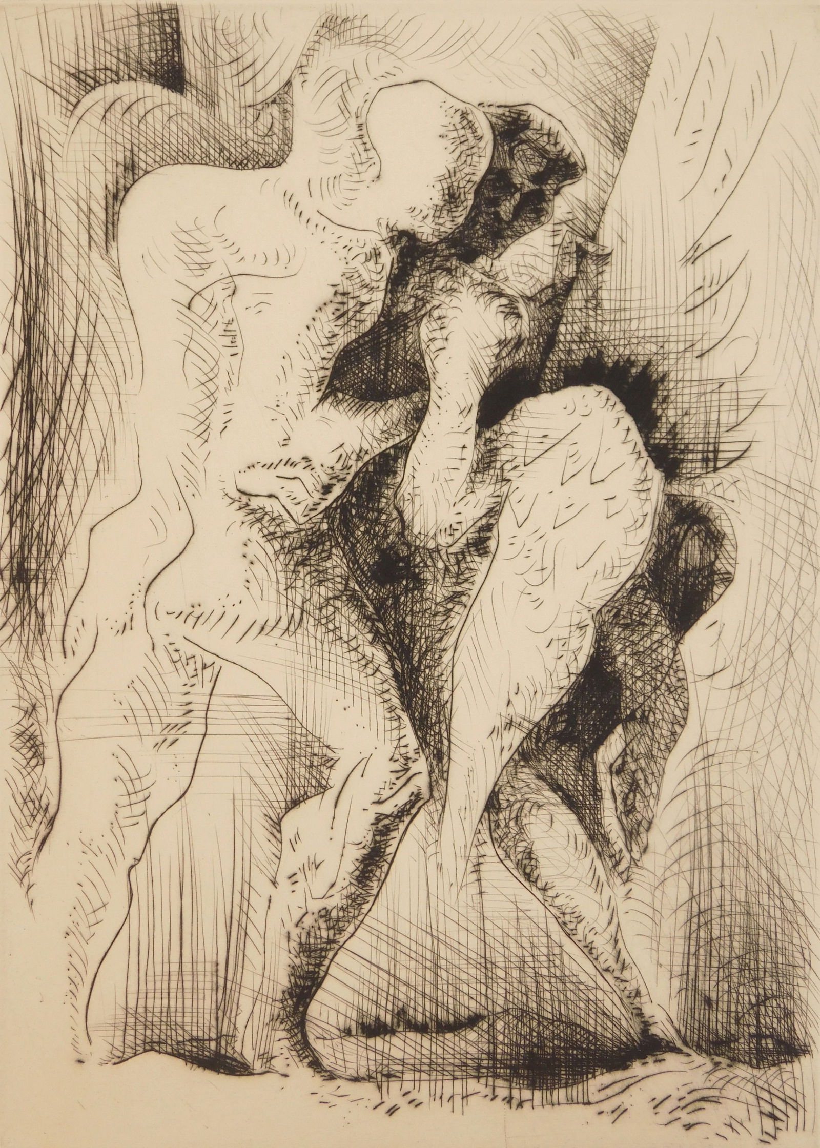 Andre Masson (French, 1896-1987) drypoint: Leda drypoint on wove paper, 1947, signed and numbered 2/30 in pencil. 15 1/4 x 11" Condition: Paper age toned Provenance: Private collection- Wichita Fall TX