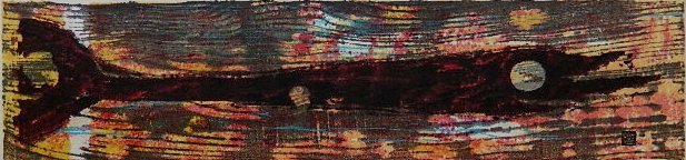 Joichi Hoshi woodcut: Joichi Hoshi (Japanese 1911-1979)- ''Fish (Red)''- woodblock in colors, 1957, signed, dated and titled in pencil, slightly light struck, some foxing and staining in margins. 3 3/8 x 14