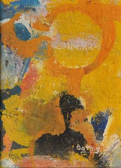Henry Botkin oil: Henry Botkin (American 1896-1983)- ''The Lovers''- oil on panel, signed Botkin lower right. 9 x 6 1/2''
