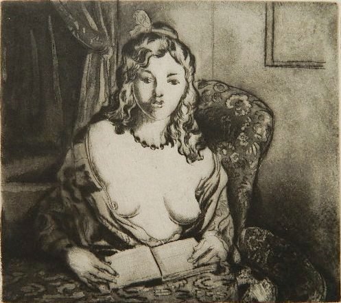 Emil Ganso drypoint: Emil Ganso (American 1895-1941)- ''Hilda #2'' (Smith I-62B)- drypoint and aquatint, 1930-31, signed in pencil, very good condition. 6 1/8 x 6 7/8''