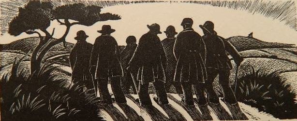 Clare Leighton wood engraving: Clare Leighton (American 1901-1989)- ''The Choir'', 1940, signed, titled and annotated 'set 2' in pencil, very good condition. 2 x 5 ''