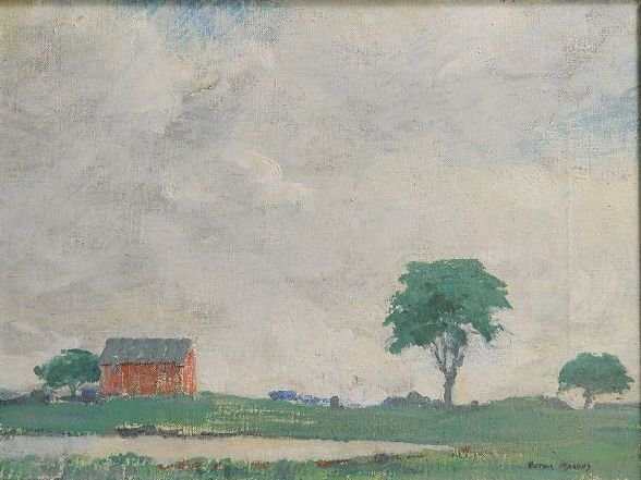 Peter Marcus oil: Peter Marcus (American 1889-1934)- ''From The Back Porch, Stonington CT''- oil on canvas, signed Peter Marcus lower right, very good condition. 12 x 16''