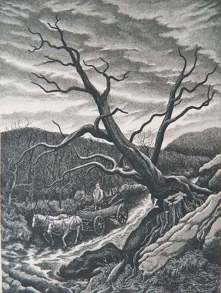 Jackson Lee Nesbitt etching: Jackson Lee Nesbitt (American 1913-2008)- ''Evening in March'' (Retif & Salzar 22)- etching, 1942, signed and titled in pencil, edition of 250, very good condition. 11 3/16 x 8 7/8''