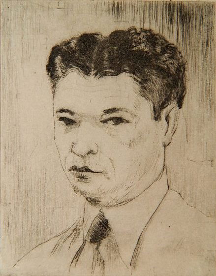 Clyde Singer etching: Clyde Singer (American 1908-1999)- ''Self-Portrait''- etching, 1942, singed, titled and numbered 15 in pencil, very good condition. 4 x 3''