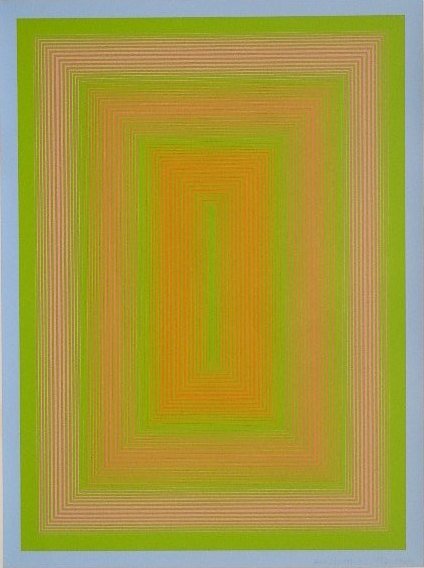 Richard Anuszkiewicz silkscreen: Richard Anuszkiewicz (American 1930- )- ''New Glory''- silkscreen in colors, 1975, signed, dated and numbered 153/175 in pencil, very good condition. 25 x 18 5/8''