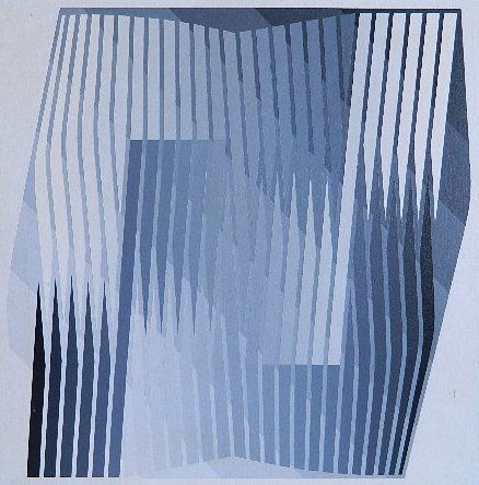 Edwin Mieczkowski acrylic: Edwin Mieczkowski (American 1929- )- ''Main Study for 'Iso Rungs'''- acrylic on canvas laid to board. 30 x 30''