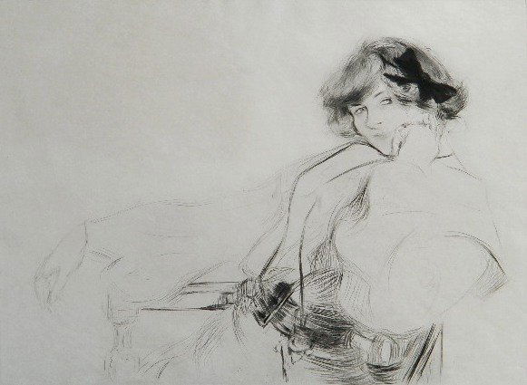Edgar Chahine drypoint: Edgar Chahine (French 1874-1947)- ''La Belle Rita'' (Tabanelli 112)- drypoint, 1903, signed and titled in pencil. 11 1/8 x 15 1/4''