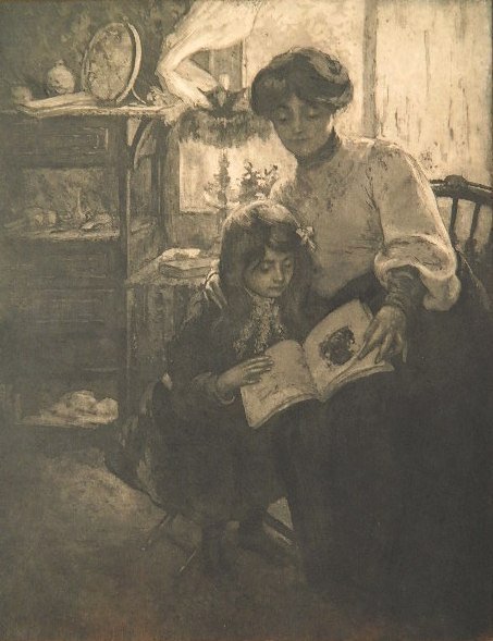 Manuel Robbe aquatint and etching: Manuel Robbe (French 1872-1936)- ''L'Album d'Image'' (Merrill Chase 2)- aquatint and etching, 1903, signed and annotated 'Epreuve Unique en Noir' in pencil, unique proof in black before the steel faci