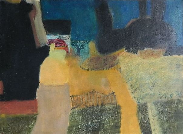 Harry Donald Schwarz (?) oil: Harry Donald Schwarz (?)- Kansas Wind Storm- oil on canvas, 1962. 22 x 30''