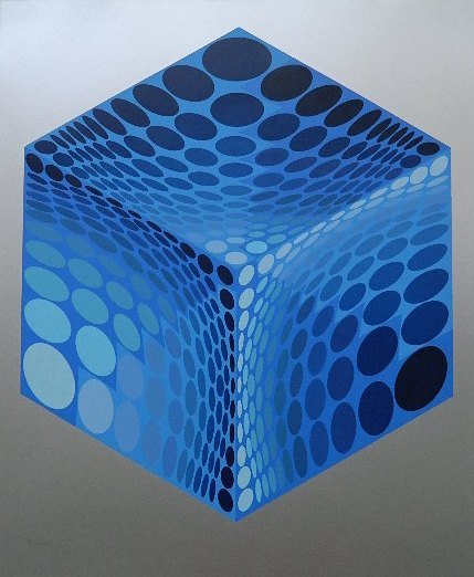 Victor Vasarely silkscreen: Victor Vasarely (American 1908-1997)- Untitled- silkscreen in colors, signed and numbered 42/125 in pencil. 24 x 20''