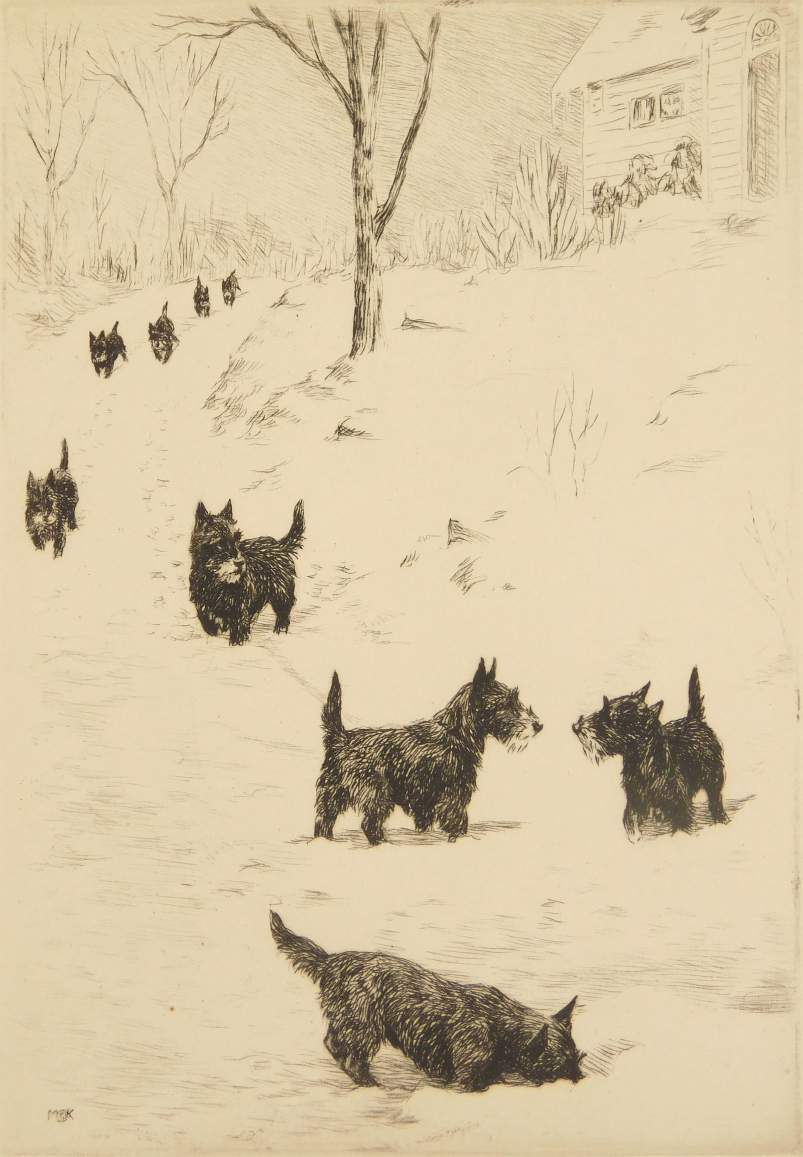 Marguerite Kirmse (American, 1885-1954) etching (1 of 5)