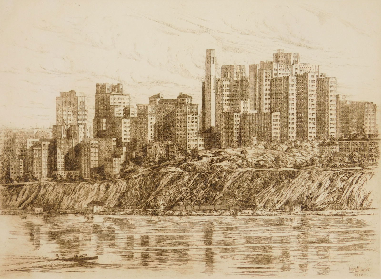 Louis Schmidt (American, 20th c.) etching (1 of 4)