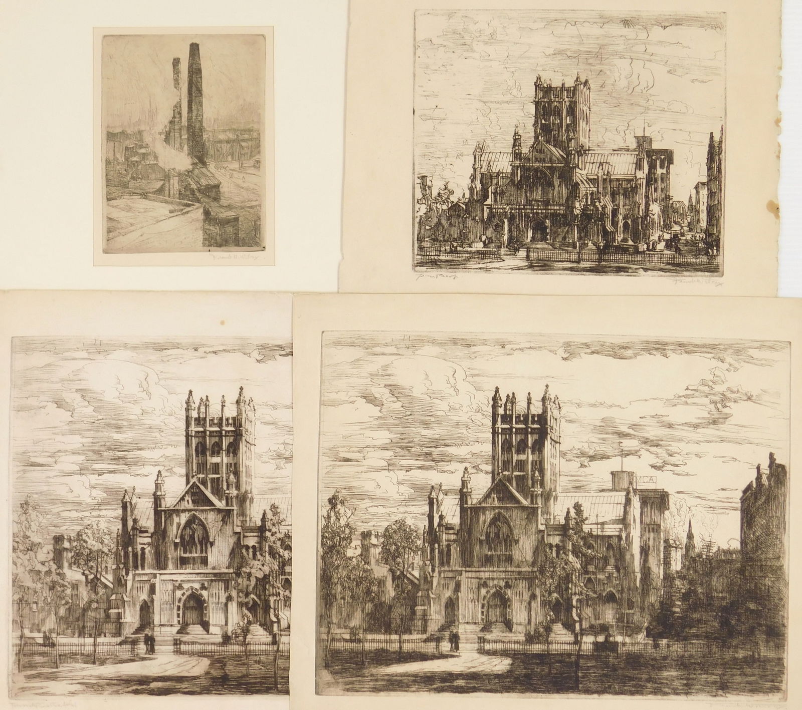 4 Frank Wilcox (American, 1887-1964) etchings (1 of 7)