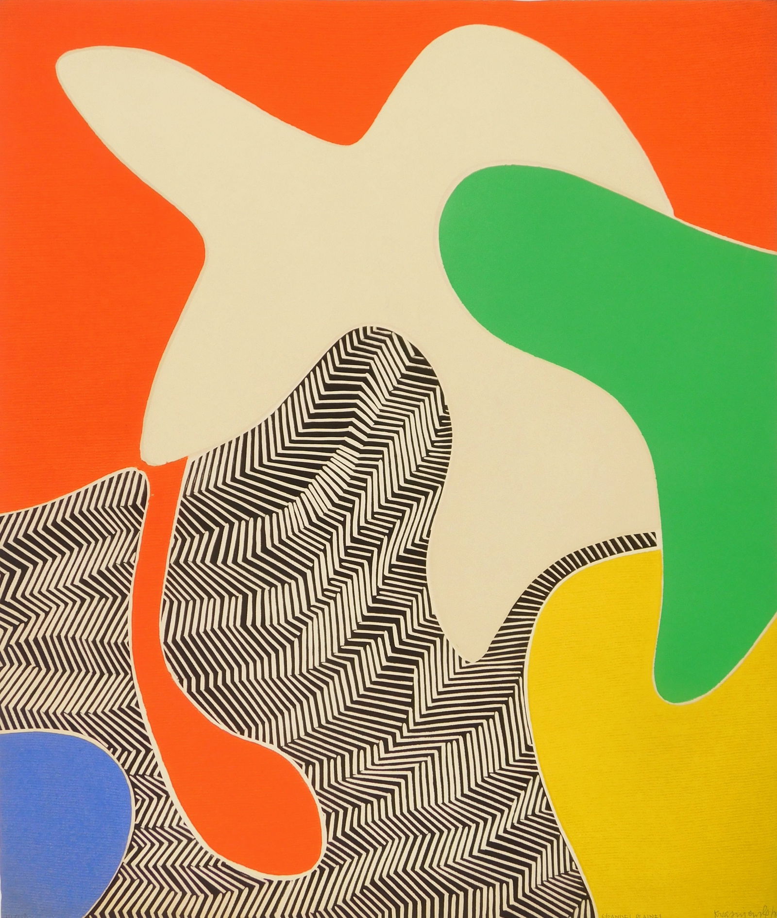 Barbara Kwasniewska (Polish, 1931- ) etching: Grandes Plaines intaglio, etching and aquatint in color, signed, titled and numbered 111/150 in pencil. 34 11/16 x 29 1/2" Condition: Paper age toned Provenance: Private collecti