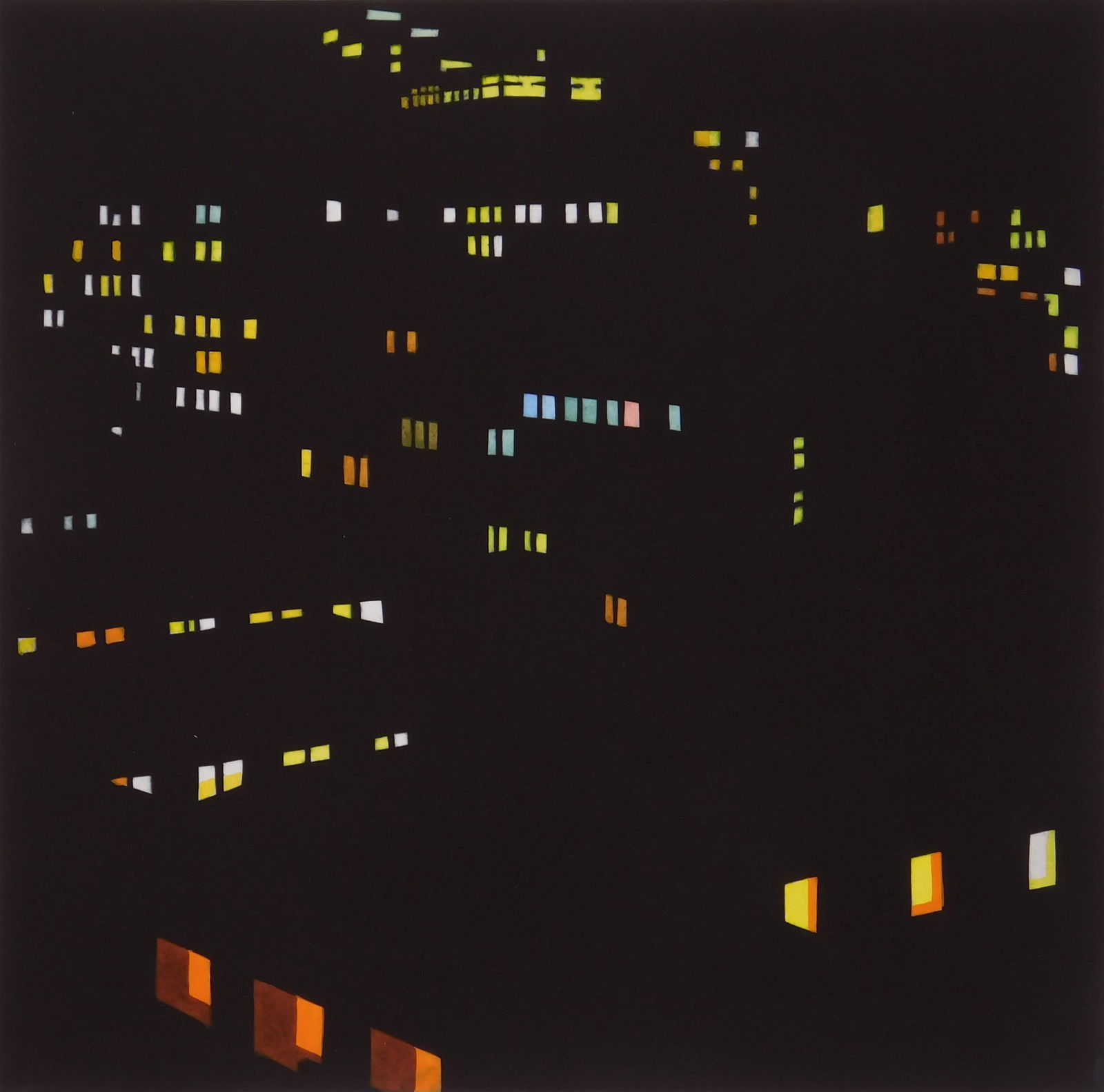 Richard Pasquarelli (American 1968- ) aquatint: Cleveland aquatint with hand-coloring, 2017, signed and titled in pencil, the Print Club of Cleveland publication No. 95. 11 3/4 x 11 3/4" Condition: Very good condition Provenance: