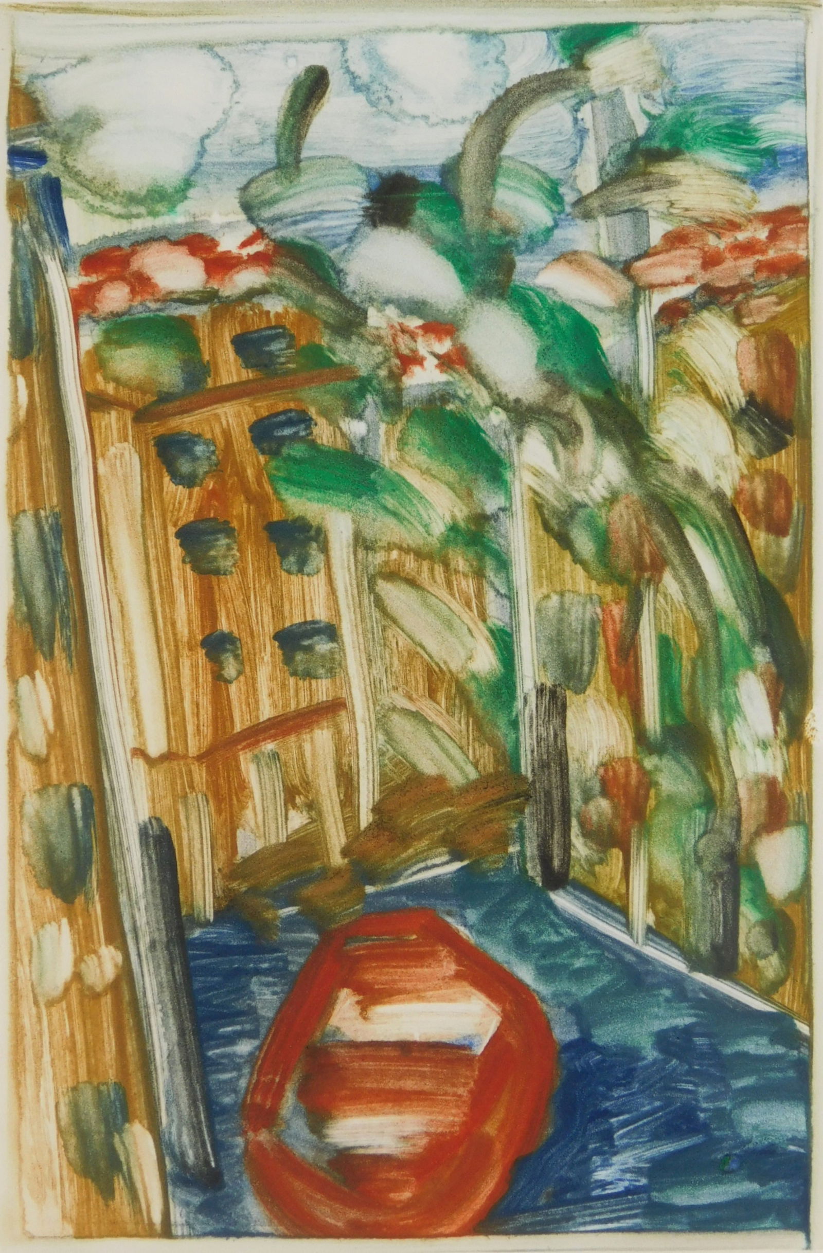 Matt Phillips (American, 1927-2017) color monotype: Venezia monotype in colors, 1997, signed and dated in pencil, matted and framed. 9 x 5 7/8" Condition: Very good condition Provenance: Private collection- Chicago,