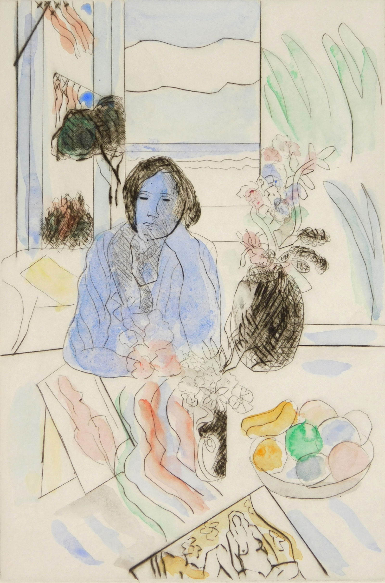 Matt Philips (American, 1927-2017) drypoint (1 of 4)