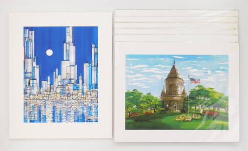 after Viktor Schreckengost (American, 1906-2008) off-set prints: Various Subjects 7 off-set lithographs after original watercolors. 20 x 16" ea. (sheet) Condition: Very good condition Provenance: Private collection- Cleveland, OH