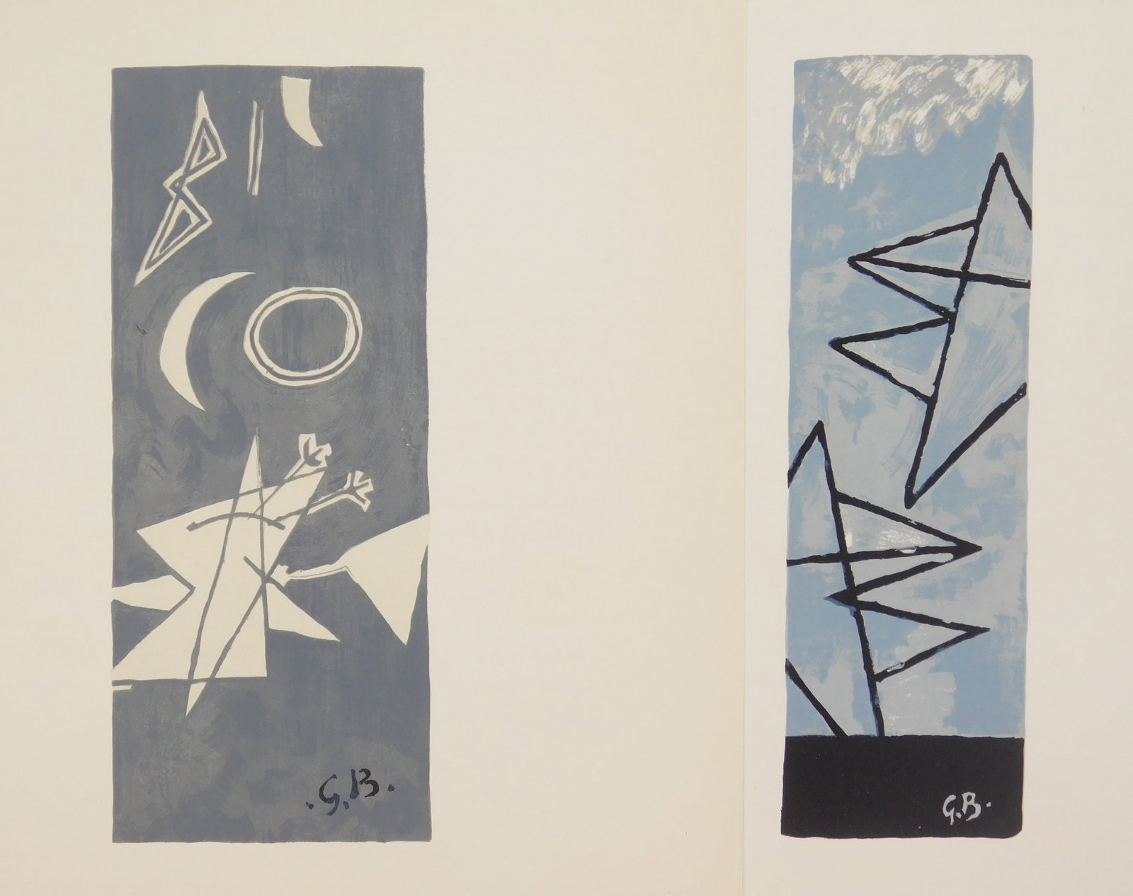 2 Georges Bracque (French, 1882-1963) lithograph: Ciel Gris I & Ciel Gris II 2 lithographs, 1959, as published in Derriere le Miroir, published by Maeght in an edition of 3000. 15 x 11" ea. (sheet) 