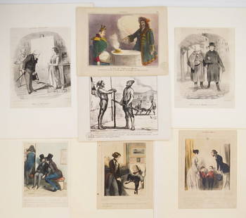 7 Honore Daumier and Paul Gavarni lithographs: Honore Daumier (French 1808-1879) 4 lithographs- ''Ayant Fait Partie des Muscadins sous le Directorie'' (Delteil 1617); ''Madame, J'ai bien l'honneuri'' (D. 113