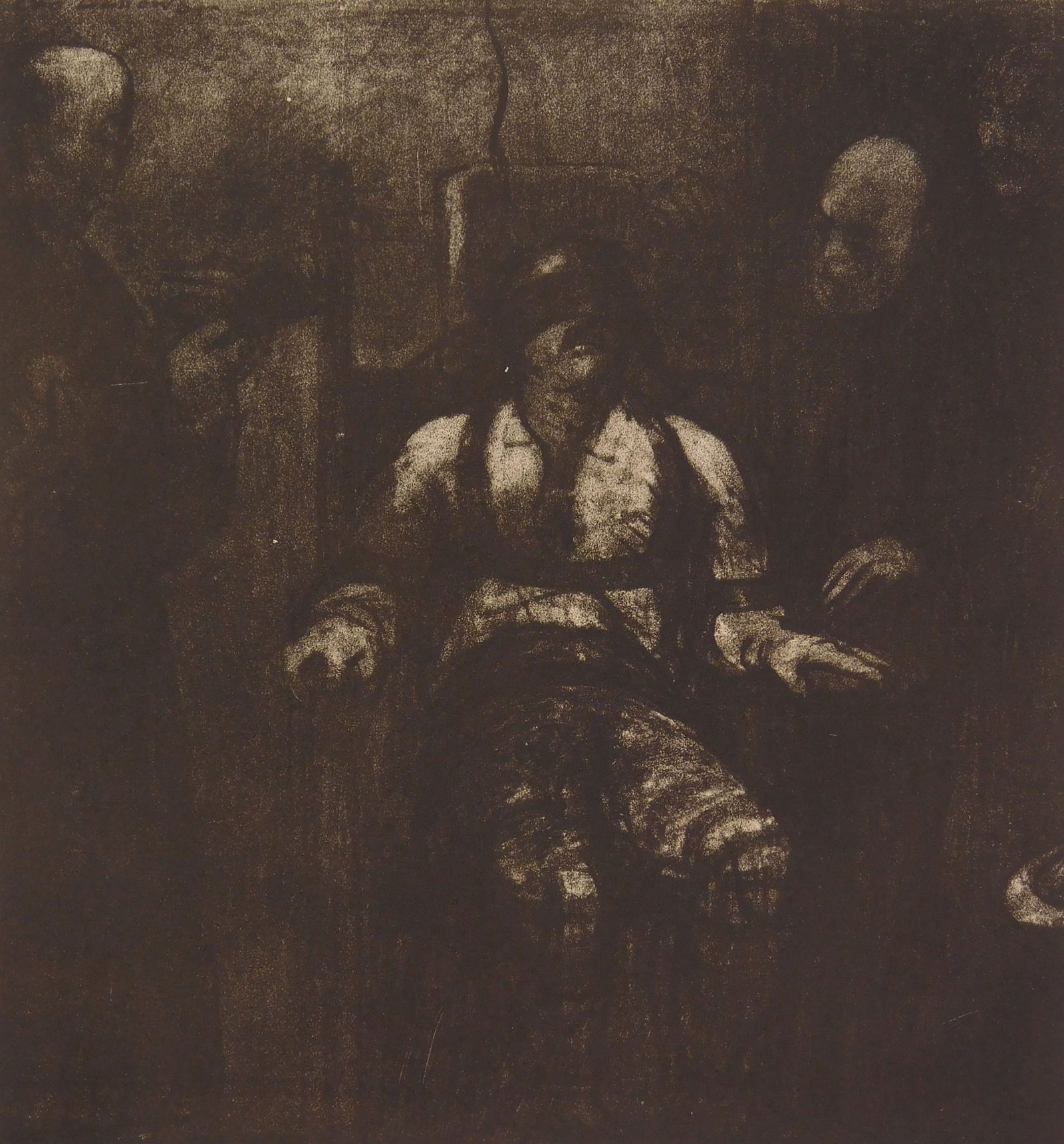 George Bellows (American, 1882-1925) lithograph: Electrocution lithograph, 1917, signed, titled and numbered 32 in pencil, edition of 51 8 1/8 x 7 1/2" Mason 42 third state (large detail) Condition: Very good condition