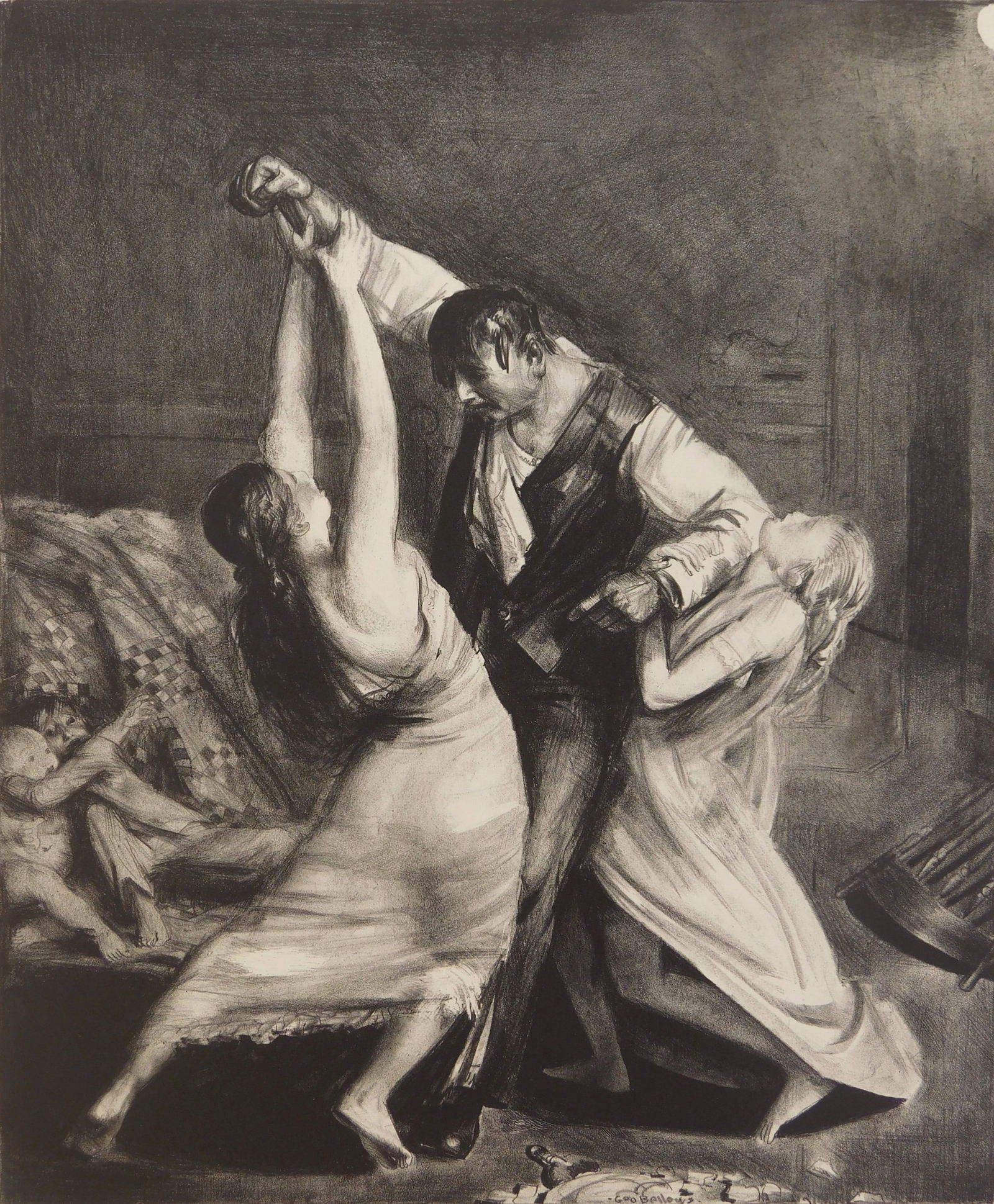 George Bellows (American, 1882-1925) lithograph: The Drunk lithograph, 1923-24, estate signed by the daughter- Geo Bellows/ J. B. B., in pencil, edition of 50. 15 5/8 x 13" Mason 169B Condition: Very go