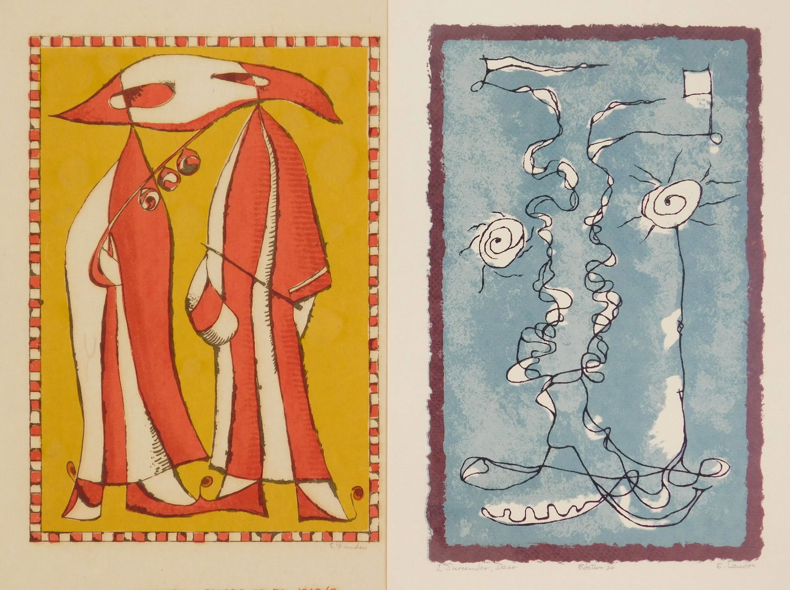 Edward Landon (American, 1911-1984) 2 silkscreens (1 of 7)