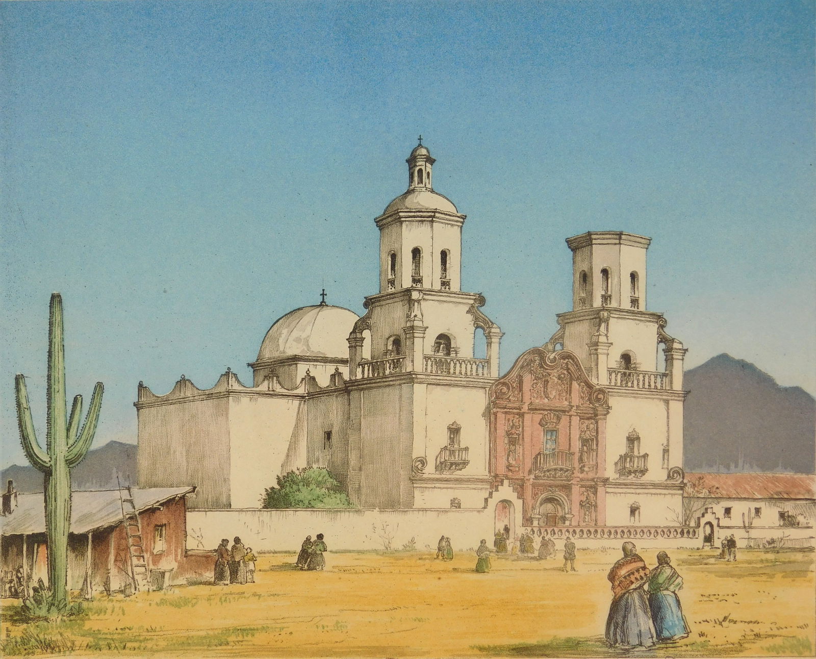 Leon Pescheret (American, 1892-1971) etching in color (1 of 4)