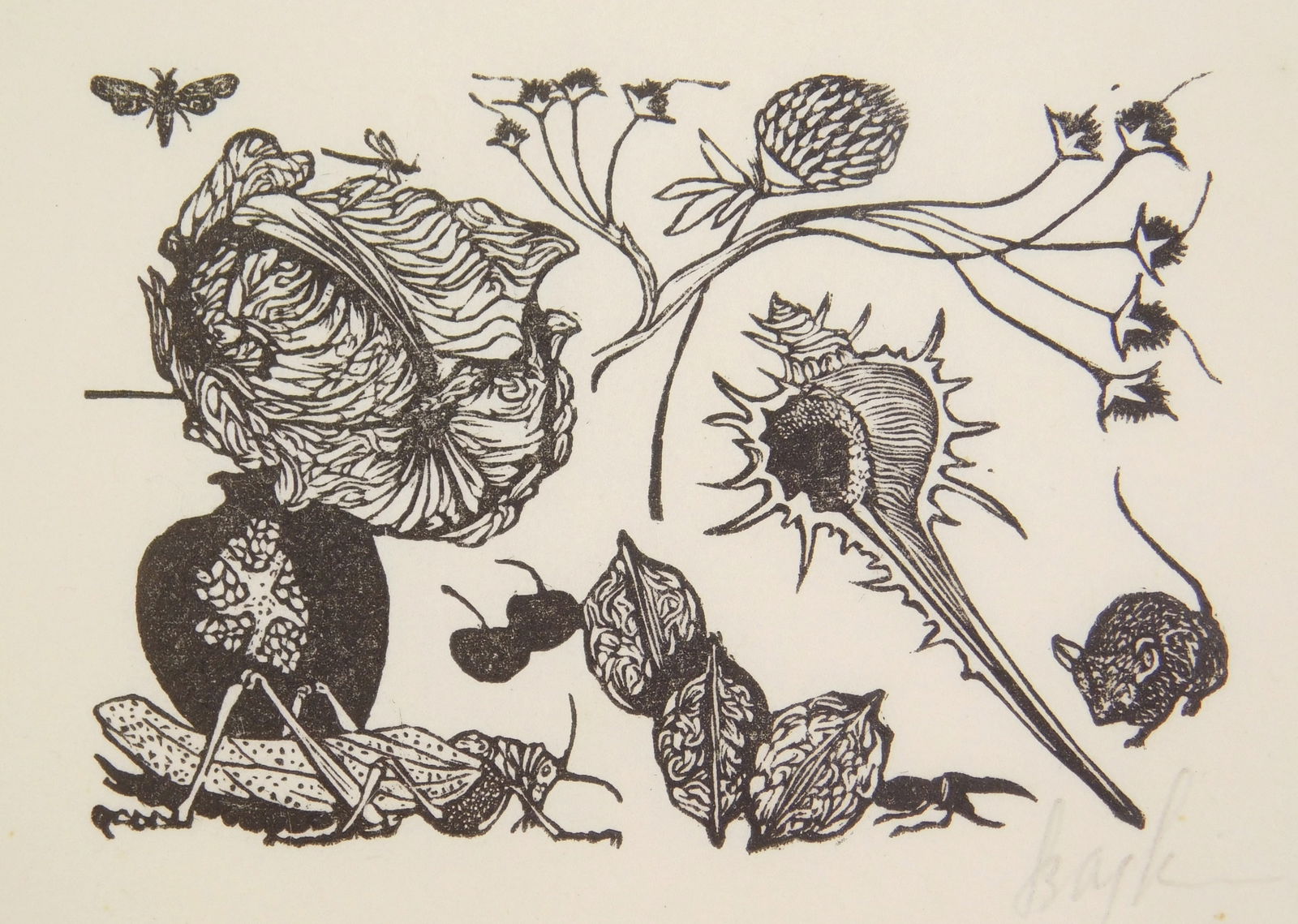 Leonard Baskin (American, 1922-2000) wood engraving (1 of 5)