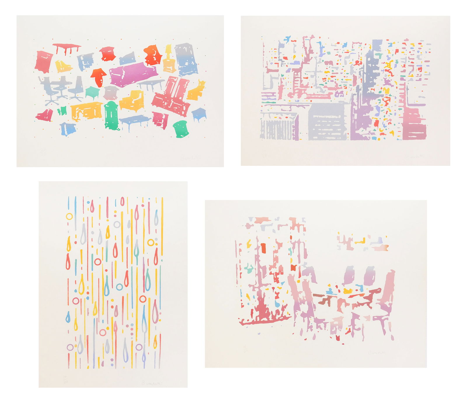 Roger Benedetti (American, 1948- ) 4 silkscreens (1 of 6)