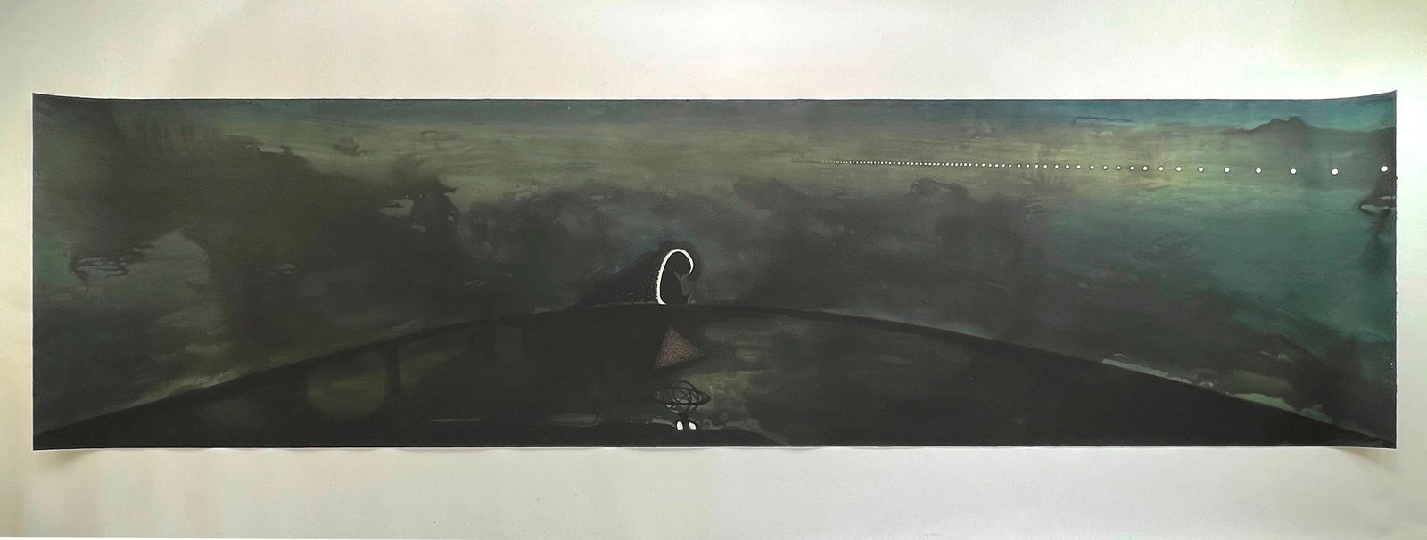 Enzo Cucchi (Italian, 1949- ) etching and aquatint: Sparire II etching, aquatint and silkscreen in colors, 1988, signed and numbered 40/45 in pencil, printed by 2RD editions with blind stamp. 30 1/2 x 118" Provenance: Private collectio