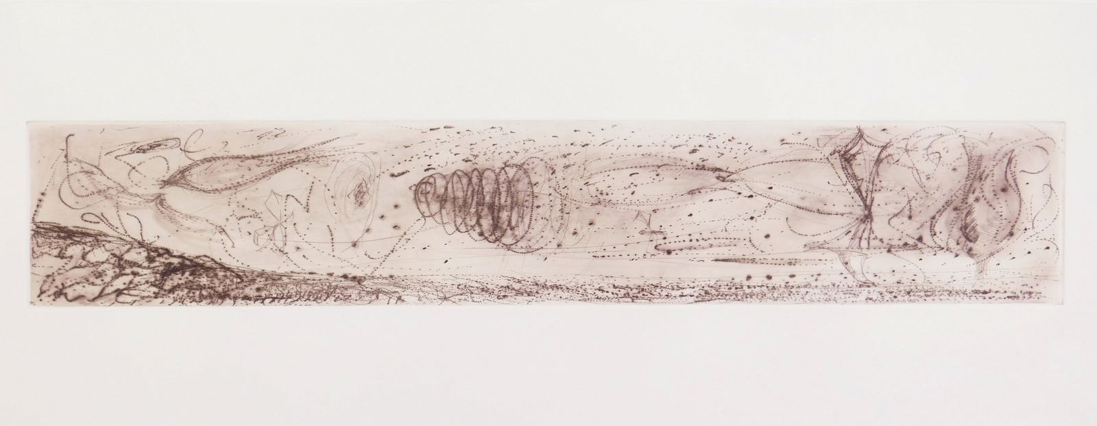 Anne Neely (American, American, 1946- ) drypoint: Maelstrom drypoint, 1998, signed, dated and annotated in pencil, Plate II from the folio Seven Landscapes for the Millenium, regular edition 15. 4 x 22 3/4'' Condition: Very good c