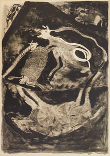 Francisco Toledo (Mexican, 1940- ) lithograph: Bulls lithograph, signed and numbered 30/60 in pencil. 29 5/8 x 21'' Condition: Some mat burn otherwise good condition Provenance: Private collection- Cleveland, OH
