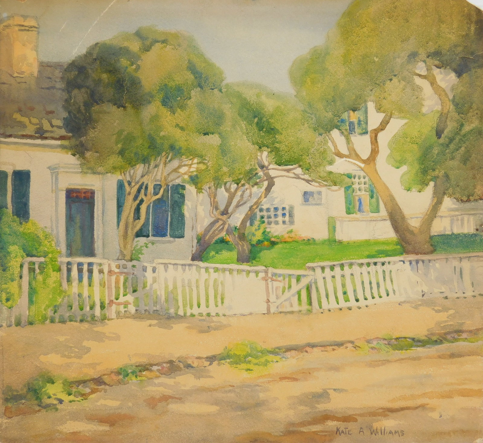 Kate A. Williams (American, 1877-1939) watercolor: A Summer Morning watercolor on board, signed Kate A. Williams lower right. 15 x 16 1/2" Condition: Good condition Provenance: Private collection- Columbus, OH