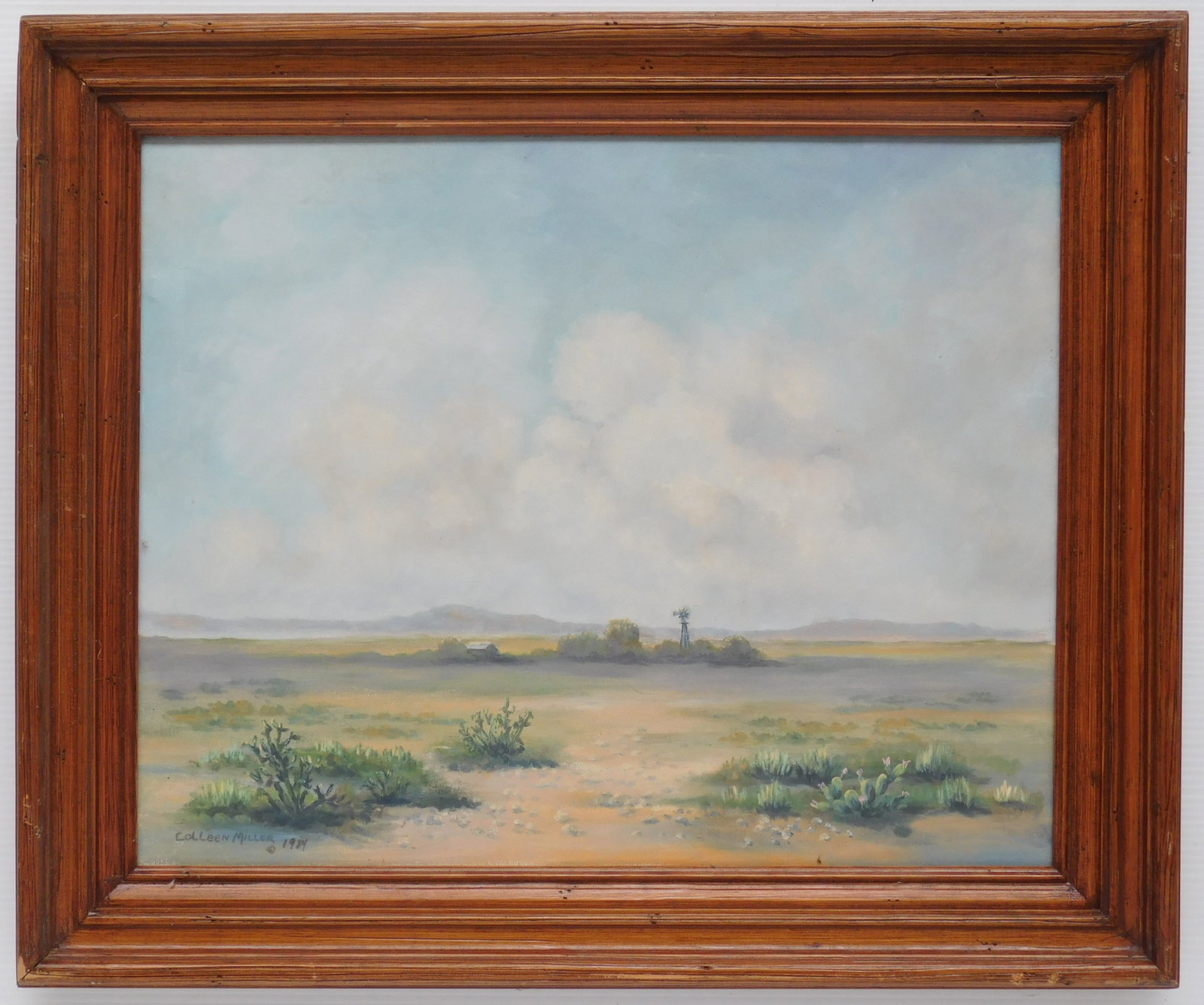 Colleen Miller (American, 20th c ) oil: Desert Landscape oil on canvas, 1984, singed Colleen Miller 1984 lower left, framed. 16 x 20" Condition: Very good condition Provenance: Private collection- Grafton, OH