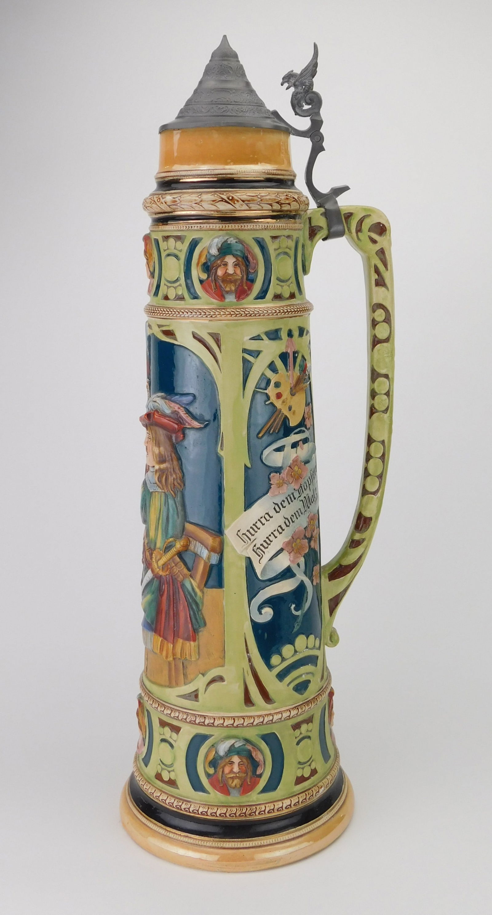 A Large German Pottery Stein by JWR Remy (1 of 8)