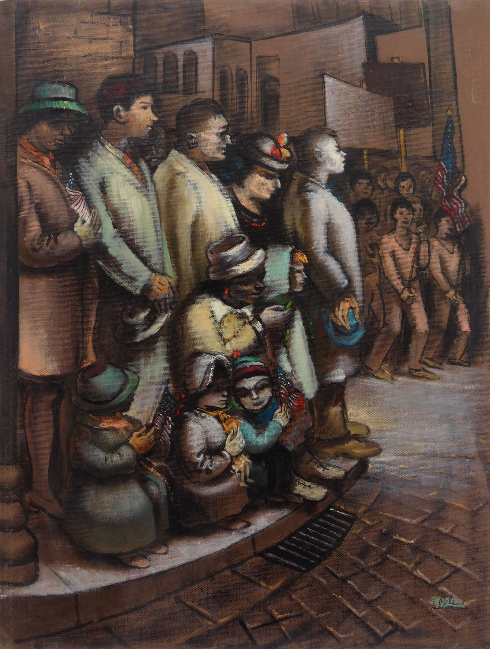 Albert Pels (American, 1910-1998) oil: Parade oil on canvas, signed Pels lower right. 26 x 20" Provenance: Private collection- New York, NY; By descent estate of the artist.