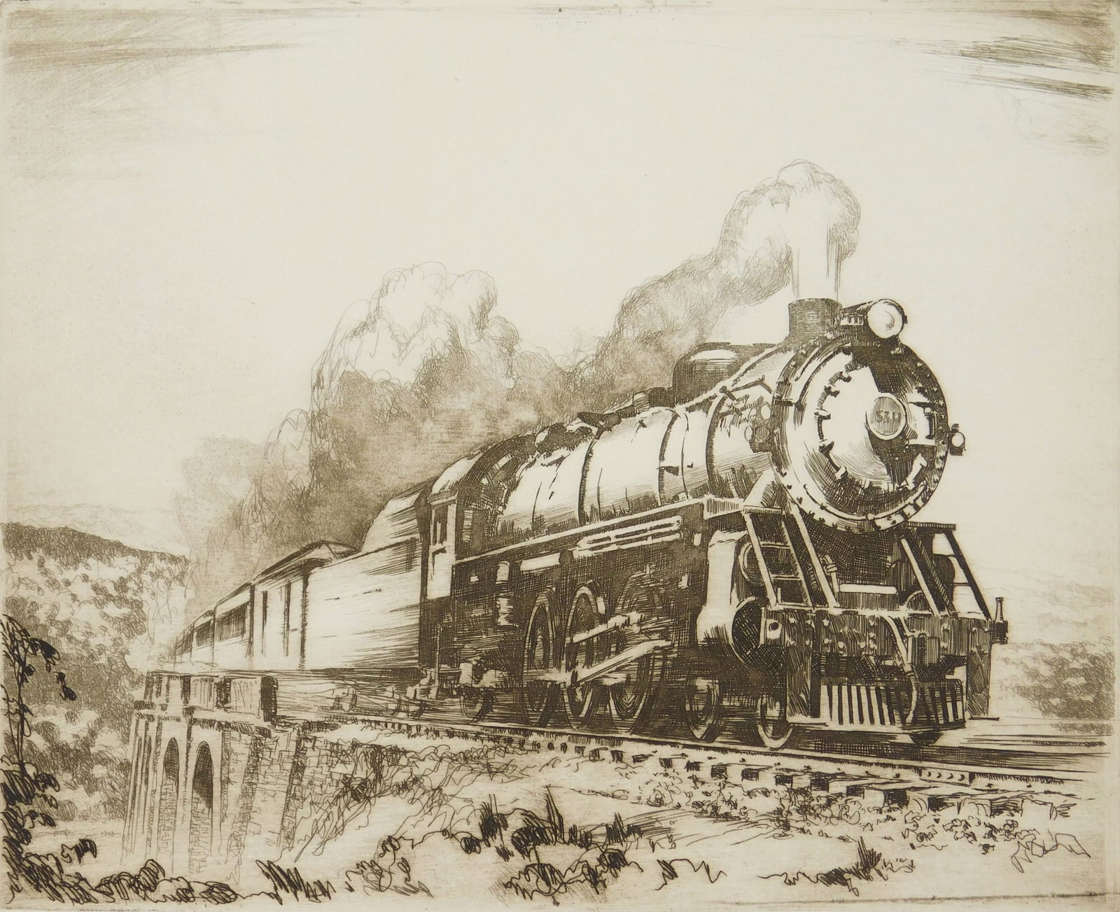 Otto Kuhler (American, 1894-1977) etching (1 of 4)