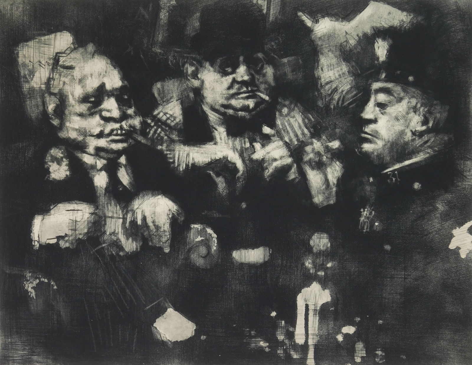 Jack Levine (American, 1915-2010) etching (1 of 4)